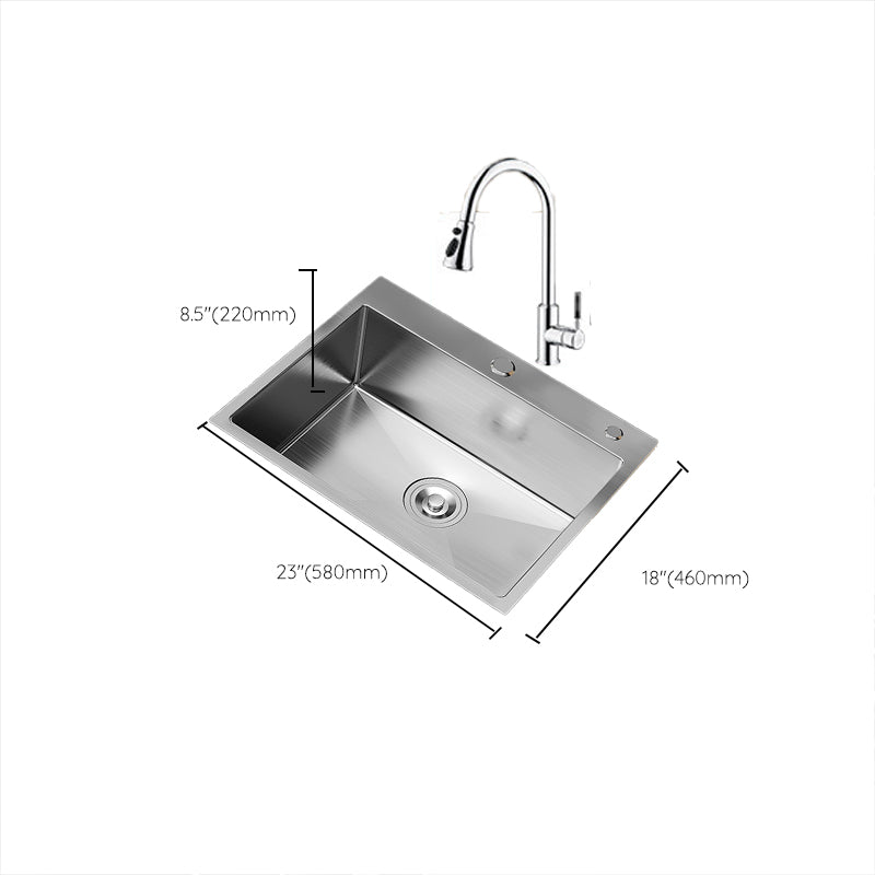 Soundproof Kitchen Sink Overflow Hole Design Stainless Steel Kitchen Sink with Faucet Clearhalo 'Home Improvement' 'home_improvement' 'home_improvement_kitchen_sinks' 'Kitchen Remodel & Kitchen Fixtures' 'Kitchen Sinks & Faucet Components' 'Kitchen Sinks' 'kitchen_sinks' 7465388