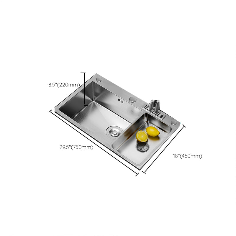 Soundproof Kitchen Sink Overflow Hole Design Stainless Steel Kitchen Sink with Faucet Clearhalo 'Home Improvement' 'home_improvement' 'home_improvement_kitchen_sinks' 'Kitchen Remodel & Kitchen Fixtures' 'Kitchen Sinks & Faucet Components' 'Kitchen Sinks' 'kitchen_sinks' 7465392