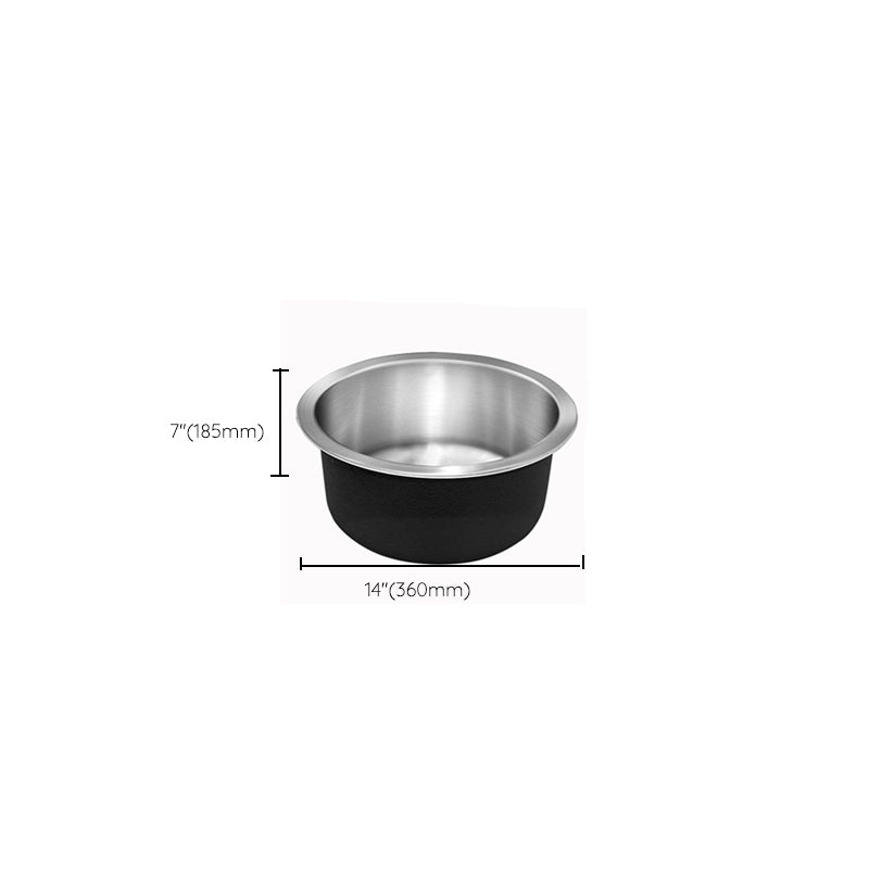 Contemporary Single Bowl Kitchen Sink Round Stainless Steel Sink with Drain Strainer Kit Clearhalo 'Home Improvement' 'home_improvement' 'home_improvement_kitchen_sinks' 'Kitchen Remodel & Kitchen Fixtures' 'Kitchen Sinks & Faucet Components' 'Kitchen Sinks' 'kitchen_sinks' 7465409