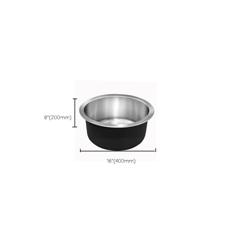 Contemporary Single Bowl Kitchen Sink Round Stainless Steel Sink with Drain Strainer Kit Clearhalo 'Home Improvement' 'home_improvement' 'home_improvement_kitchen_sinks' 'Kitchen Remodel & Kitchen Fixtures' 'Kitchen Sinks & Faucet Components' 'Kitchen Sinks' 'kitchen_sinks' 7465410