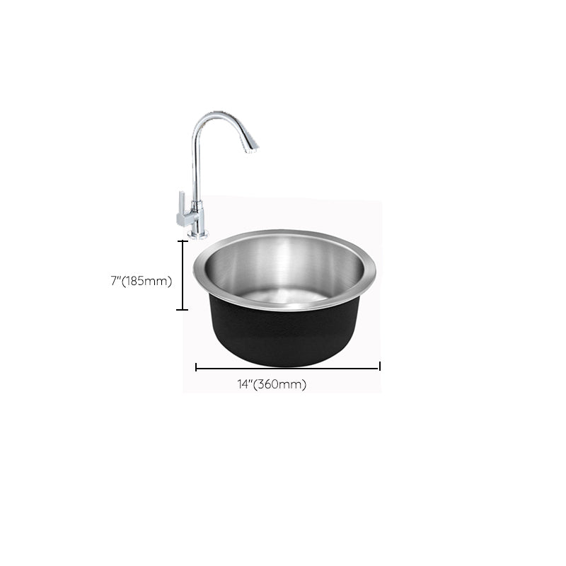 Contemporary Single Bowl Kitchen Sink Round Stainless Steel Sink with Drain Strainer Kit Clearhalo 'Home Improvement' 'home_improvement' 'home_improvement_kitchen_sinks' 'Kitchen Remodel & Kitchen Fixtures' 'Kitchen Sinks & Faucet Components' 'Kitchen Sinks' 'kitchen_sinks' 7465411