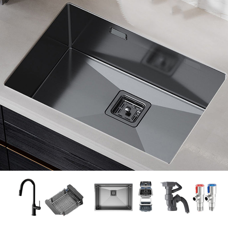 Soundproof Kitchen Sink Overflow Hole Design Stainless Steel Kitchen Sink Black Clearhalo 'Home Improvement' 'home_improvement' 'home_improvement_kitchen_sinks' 'Kitchen Remodel & Kitchen Fixtures' 'Kitchen Sinks & Faucet Components' 'Kitchen Sinks' 'kitchen_sinks' 7465417