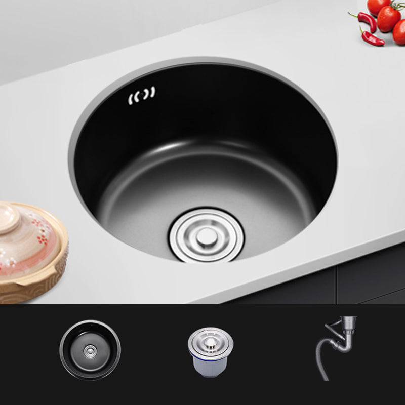 Single Bowl Kitchen Sink Round Stainless Steel Sink with Drain Strainer Kit Sink Only No Faucet Clearhalo 'Home Improvement' 'home_improvement' 'home_improvement_kitchen_sinks' 'Kitchen Remodel & Kitchen Fixtures' 'Kitchen Sinks & Faucet Components' 'Kitchen Sinks' 'kitchen_sinks' 7465447