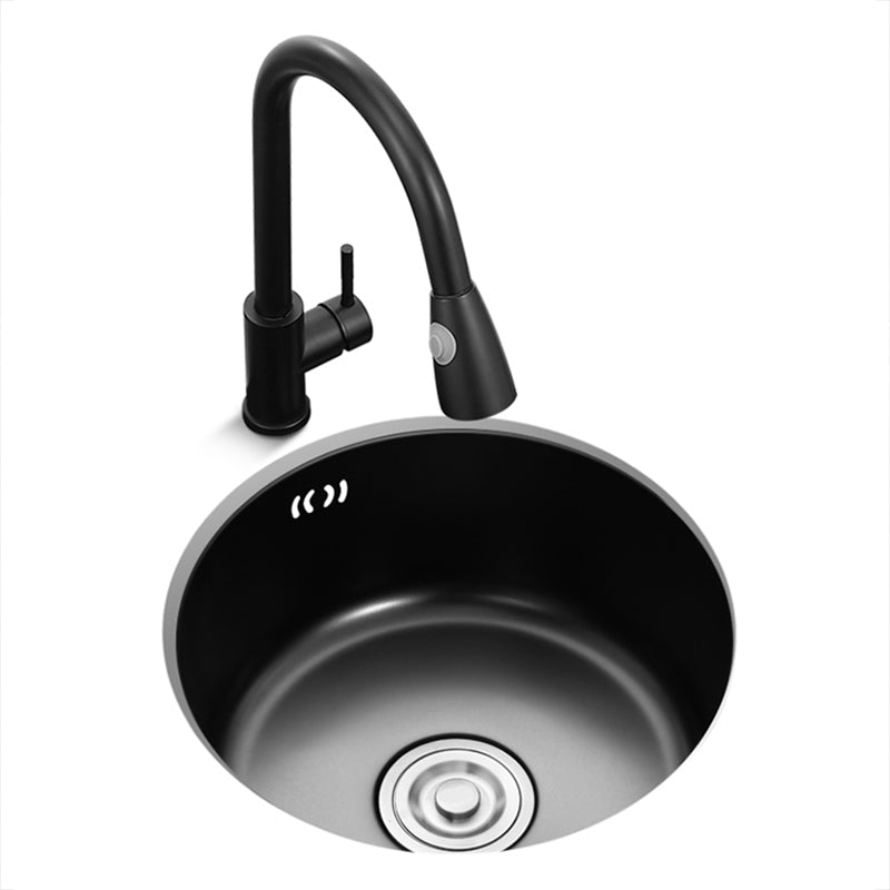 Single Bowl Kitchen Sink Round Stainless Steel Sink with Drain Strainer Kit Clearhalo 'Home Improvement' 'home_improvement' 'home_improvement_kitchen_sinks' 'Kitchen Remodel & Kitchen Fixtures' 'Kitchen Sinks & Faucet Components' 'Kitchen Sinks' 'kitchen_sinks' 7465448