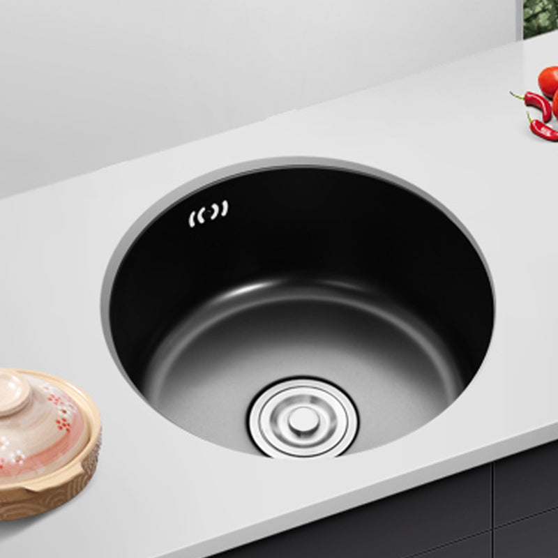 Single Bowl Kitchen Sink Round Stainless Steel Sink with Drain Strainer Kit Clearhalo 'Home Improvement' 'home_improvement' 'home_improvement_kitchen_sinks' 'Kitchen Remodel & Kitchen Fixtures' 'Kitchen Sinks & Faucet Components' 'Kitchen Sinks' 'kitchen_sinks' 7465452