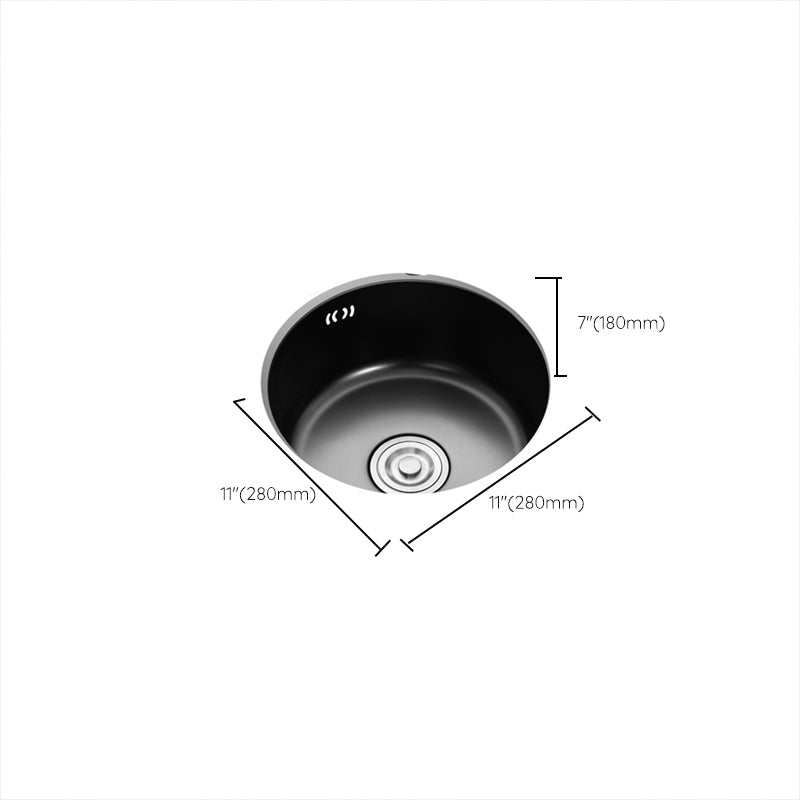 Single Bowl Kitchen Sink Round Stainless Steel Sink with Drain Strainer Kit Clearhalo 'Home Improvement' 'home_improvement' 'home_improvement_kitchen_sinks' 'Kitchen Remodel & Kitchen Fixtures' 'Kitchen Sinks & Faucet Components' 'Kitchen Sinks' 'kitchen_sinks' 7465454