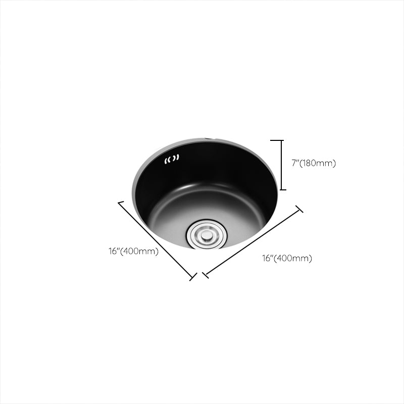 Single Bowl Kitchen Sink Round Stainless Steel Sink with Drain Strainer Kit Clearhalo 'Home Improvement' 'home_improvement' 'home_improvement_kitchen_sinks' 'Kitchen Remodel & Kitchen Fixtures' 'Kitchen Sinks & Faucet Components' 'Kitchen Sinks' 'kitchen_sinks' 7465455