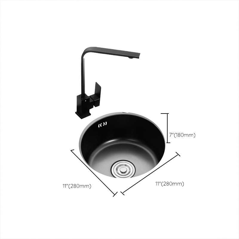 Single Bowl Kitchen Sink Round Stainless Steel Sink with Drain Strainer Kit Clearhalo 'Home Improvement' 'home_improvement' 'home_improvement_kitchen_sinks' 'Kitchen Remodel & Kitchen Fixtures' 'Kitchen Sinks & Faucet Components' 'Kitchen Sinks' 'kitchen_sinks' 7465463