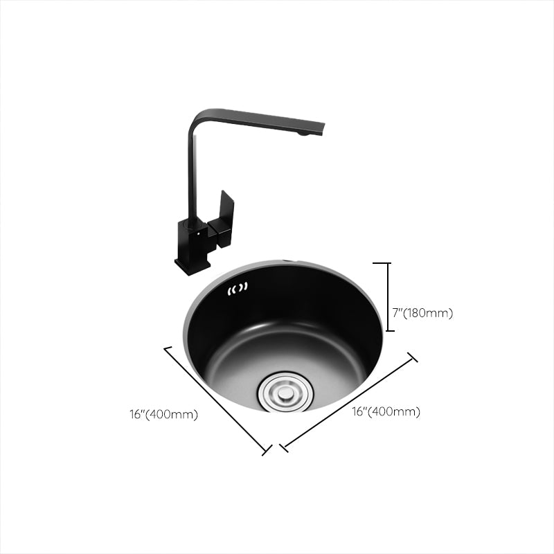 Single Bowl Kitchen Sink Round Stainless Steel Sink with Drain Strainer Kit Clearhalo 'Home Improvement' 'home_improvement' 'home_improvement_kitchen_sinks' 'Kitchen Remodel & Kitchen Fixtures' 'Kitchen Sinks & Faucet Components' 'Kitchen Sinks' 'kitchen_sinks' 7465464