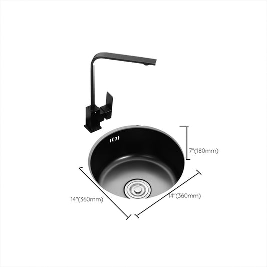 Single Bowl Kitchen Sink Round Stainless Steel Sink with Drain Strainer Kit Clearhalo 'Home Improvement' 'home_improvement' 'home_improvement_kitchen_sinks' 'Kitchen Remodel & Kitchen Fixtures' 'Kitchen Sinks & Faucet Components' 'Kitchen Sinks' 'kitchen_sinks' 7465465