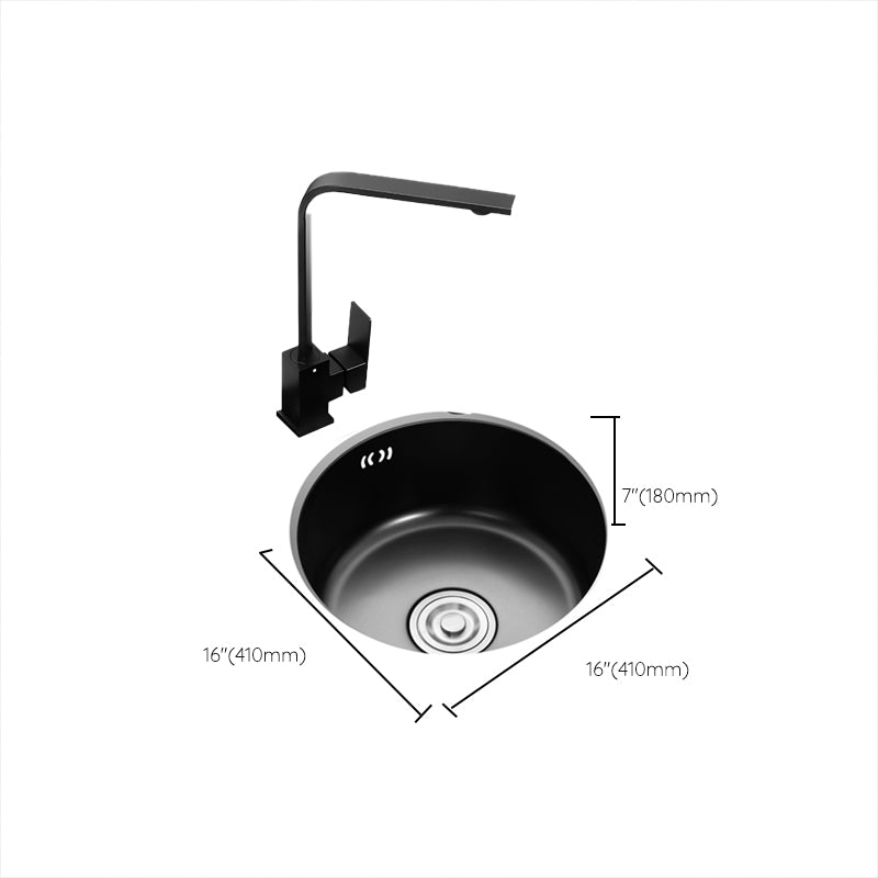 Single Bowl Kitchen Sink Round Stainless Steel Sink with Drain Strainer Kit Clearhalo 'Home Improvement' 'home_improvement' 'home_improvement_kitchen_sinks' 'Kitchen Remodel & Kitchen Fixtures' 'Kitchen Sinks & Faucet Components' 'Kitchen Sinks' 'kitchen_sinks' 7465466