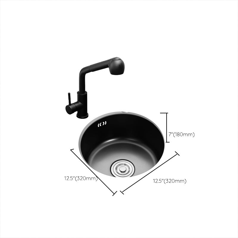 Single Bowl Kitchen Sink Round Stainless Steel Sink with Drain Strainer Kit Clearhalo 'Home Improvement' 'home_improvement' 'home_improvement_kitchen_sinks' 'Kitchen Remodel & Kitchen Fixtures' 'Kitchen Sinks & Faucet Components' 'Kitchen Sinks' 'kitchen_sinks' 7465473