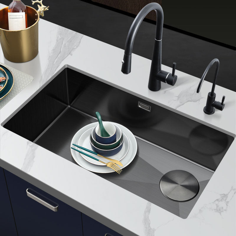 Modern Style Kitchen Sink Noise-cancelling Design Undermount Kitchen Sink with Faucet Clearhalo 'Home Improvement' 'home_improvement' 'home_improvement_kitchen_sinks' 'Kitchen Remodel & Kitchen Fixtures' 'Kitchen Sinks & Faucet Components' 'Kitchen Sinks' 'kitchen_sinks' 7465474