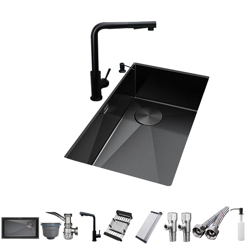 Modern Style Kitchen Sink Noise-cancelling Design Undermount Kitchen Sink with Faucet Square Faucet Clearhalo 'Home Improvement' 'home_improvement' 'home_improvement_kitchen_sinks' 'Kitchen Remodel & Kitchen Fixtures' 'Kitchen Sinks & Faucet Components' 'Kitchen Sinks' 'kitchen_sinks' 7465478
