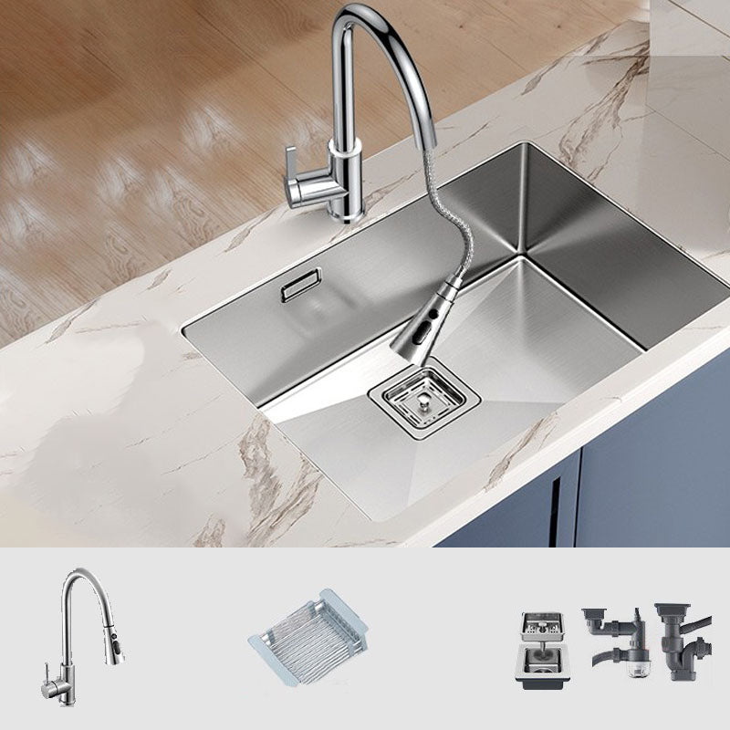 Kitchen Sink Stainless Steel Overflow Hole Design Kitchen Sink with Faucet Pull Out Faucet Clearhalo 'Home Improvement' 'home_improvement' 'home_improvement_kitchen_sinks' 'Kitchen Remodel & Kitchen Fixtures' 'Kitchen Sinks & Faucet Components' 'Kitchen Sinks' 'kitchen_sinks' 7465495