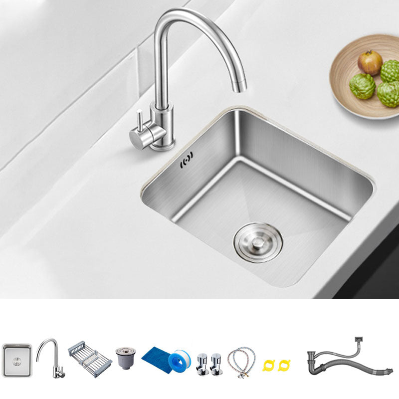 Modern Style Kitchen Sink Stainless Steel Overflow Hole Design Kitchen Sink with Faucet Round Faucet Clearhalo 'Home Improvement' 'home_improvement' 'home_improvement_kitchen_sinks' 'Kitchen Remodel & Kitchen Fixtures' 'Kitchen Sinks & Faucet Components' 'Kitchen Sinks' 'kitchen_sinks' 7465511