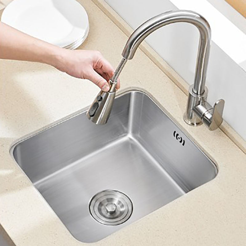 Modern Style Kitchen Sink Stainless Steel Overflow Hole Design Kitchen Sink with Faucet Clearhalo 'Home Improvement' 'home_improvement' 'home_improvement_kitchen_sinks' 'Kitchen Remodel & Kitchen Fixtures' 'Kitchen Sinks & Faucet Components' 'Kitchen Sinks' 'kitchen_sinks' 7465517