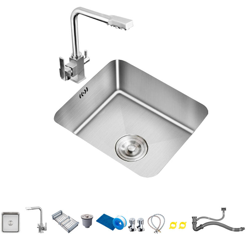 Modern Style Kitchen Sink Stainless Steel Overflow Hole Design Kitchen Sink with Faucet Straight Faucet Clearhalo 'Home Improvement' 'home_improvement' 'home_improvement_kitchen_sinks' 'Kitchen Remodel & Kitchen Fixtures' 'Kitchen Sinks & Faucet Components' 'Kitchen Sinks' 'kitchen_sinks' 7465522