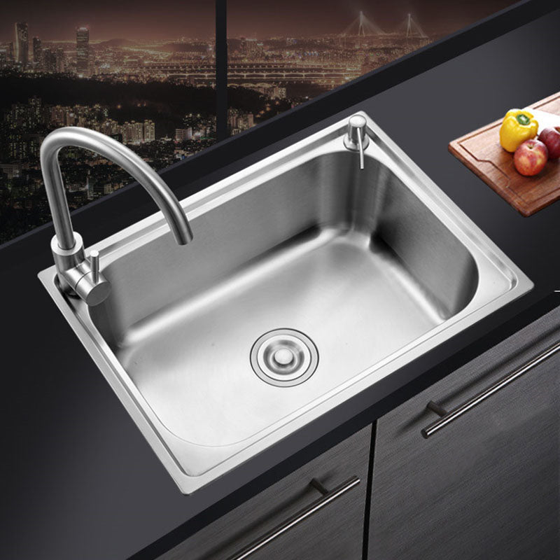 Modern Style Kitchen Sink Soundproof Design Stainless Steel Kitchen Sink with Faucet Clearhalo 'Home Improvement' 'home_improvement' 'home_improvement_kitchen_sinks' 'Kitchen Remodel & Kitchen Fixtures' 'Kitchen Sinks & Faucet Components' 'Kitchen Sinks' 'kitchen_sinks' 7465535