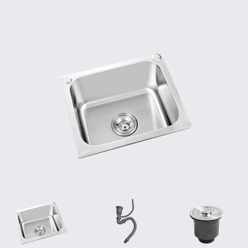 Modern Style Kitchen Sink Stainless Steel Kitchen Sink with Faucet 15"L x 13"W x 7"H None Clearhalo 'Home Improvement' 'home_improvement' 'home_improvement_kitchen_sinks' 'Kitchen Remodel & Kitchen Fixtures' 'Kitchen Sinks & Faucet Components' 'Kitchen Sinks' 'kitchen_sinks' 7465554