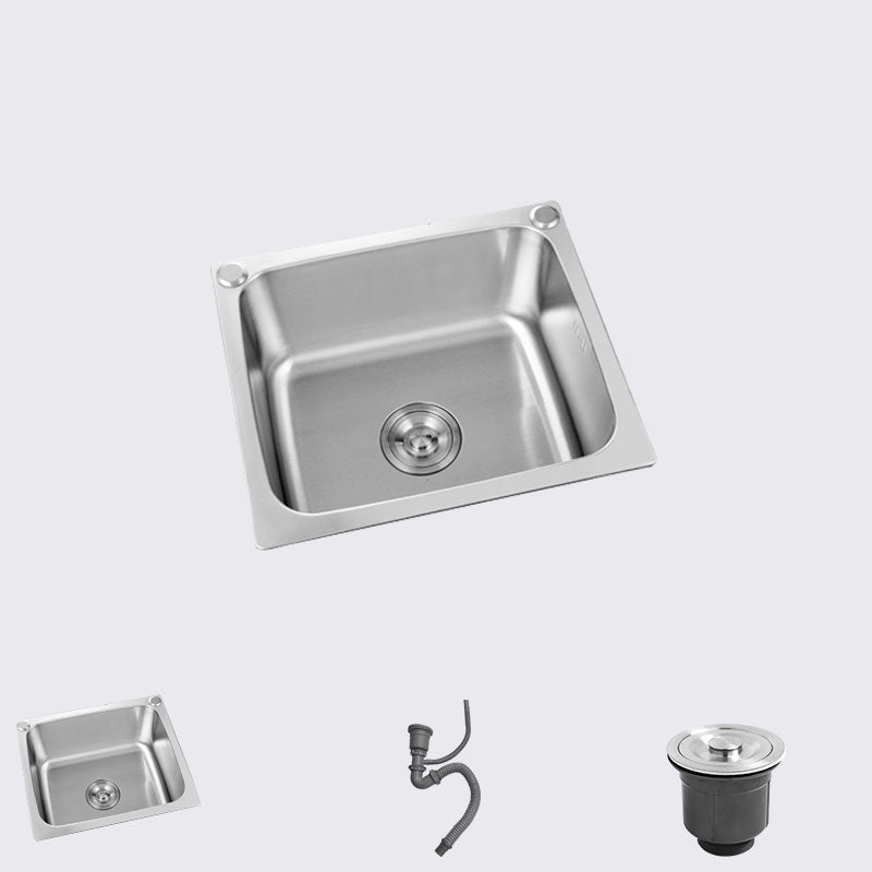 Modern Style Kitchen Sink Stainless Steel Kitchen Sink with Faucet 18"L x 16"W x 9"H None Clearhalo 'Home Improvement' 'home_improvement' 'home_improvement_kitchen_sinks' 'Kitchen Remodel & Kitchen Fixtures' 'Kitchen Sinks & Faucet Components' 'Kitchen Sinks' 'kitchen_sinks' 7465571