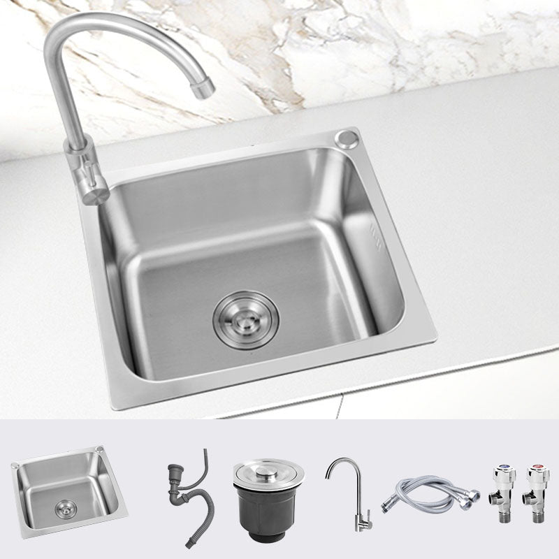 Modern Style Kitchen Sink Stainless Steel Kitchen Sink with Faucet 18"L x 16"W x 9"H Cold and Hot Tap Clearhalo 'Home Improvement' 'home_improvement' 'home_improvement_kitchen_sinks' 'Kitchen Remodel & Kitchen Fixtures' 'Kitchen Sinks & Faucet Components' 'Kitchen Sinks' 'kitchen_sinks' 7465574