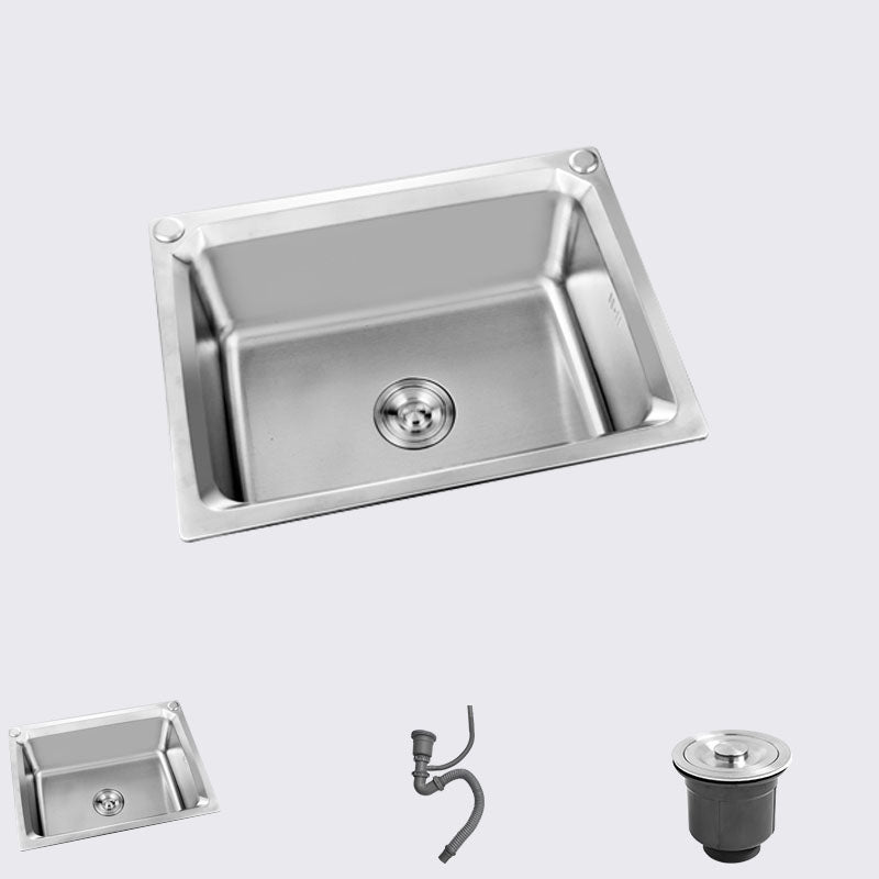 Modern Style Kitchen Sink Stainless Steel Kitchen Sink with Faucet 24"L x 18"W x 9"H None Clearhalo 'Home Improvement' 'home_improvement' 'home_improvement_kitchen_sinks' 'Kitchen Remodel & Kitchen Fixtures' 'Kitchen Sinks & Faucet Components' 'Kitchen Sinks' 'kitchen_sinks' 7465575