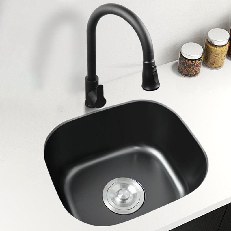 Modern Style Undermount Kitchen Sink Stainless Steel Oval Kitchen Sink with Faucet 13"L x 11"W x 7"H Pull Out Faucet Clearhalo 'Home Improvement' 'home_improvement' 'home_improvement_kitchen_sinks' 'Kitchen Remodel & Kitchen Fixtures' 'Kitchen Sinks & Faucet Components' 'Kitchen Sinks' 'kitchen_sinks' 7465583