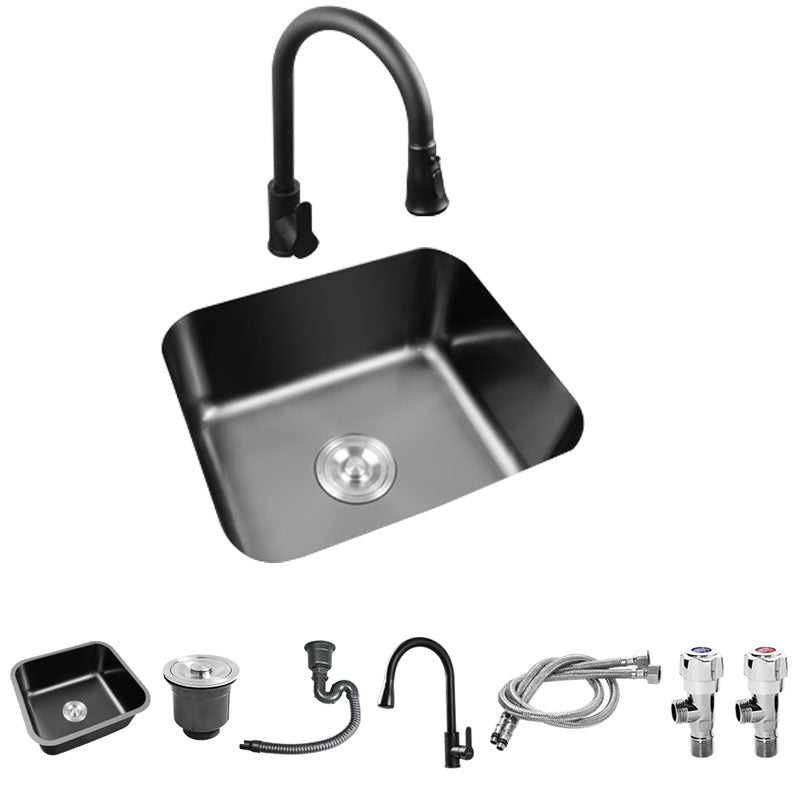 Modern Style Undermount Kitchen Sink Stainless Steel Oval Kitchen Sink with Faucet 18"L x 15"W x 8"H Pull Out Faucet Clearhalo 'Home Improvement' 'home_improvement' 'home_improvement_kitchen_sinks' 'Kitchen Remodel & Kitchen Fixtures' 'Kitchen Sinks & Faucet Components' 'Kitchen Sinks' 'kitchen_sinks' 7465584