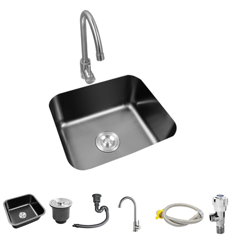 Modern Style Undermount Kitchen Sink Stainless Steel Oval Kitchen Sink with Faucet 18"L x 15"W x 8"H Single Cooling Tap Clearhalo 'Home Improvement' 'home_improvement' 'home_improvement_kitchen_sinks' 'Kitchen Remodel & Kitchen Fixtures' 'Kitchen Sinks & Faucet Components' 'Kitchen Sinks' 'kitchen_sinks' 7465590