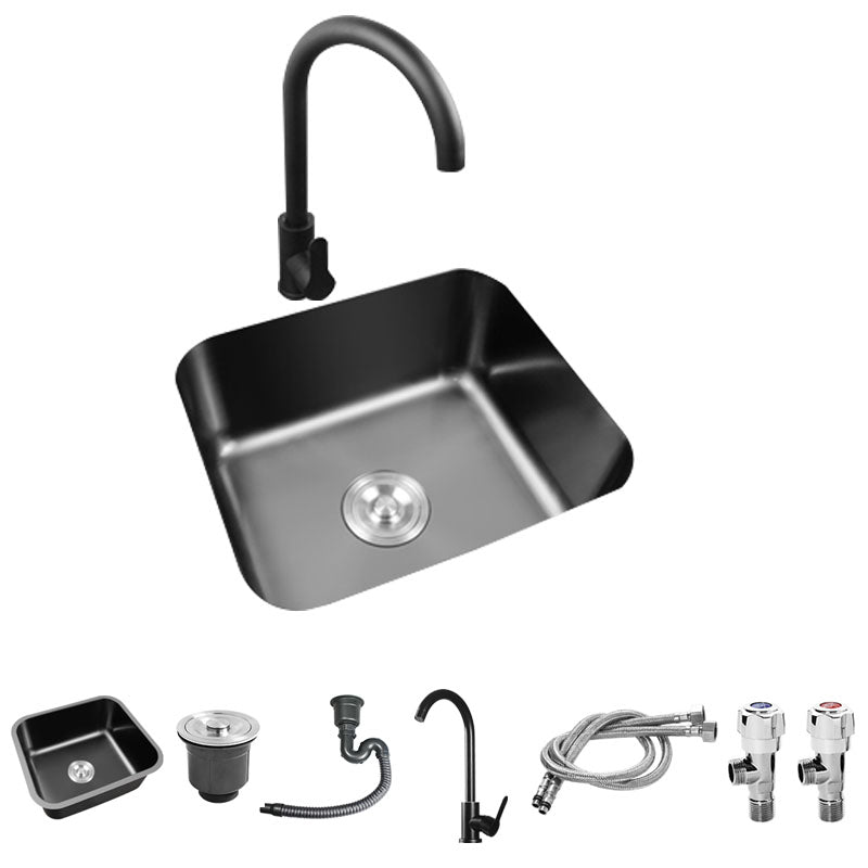 Modern Style Undermount Kitchen Sink Stainless Steel Oval Kitchen Sink with Faucet 18"L x 15"W x 8"H Cold and Hot Tap Clearhalo 'Home Improvement' 'home_improvement' 'home_improvement_kitchen_sinks' 'Kitchen Remodel & Kitchen Fixtures' 'Kitchen Sinks & Faucet Components' 'Kitchen Sinks' 'kitchen_sinks' 7465592