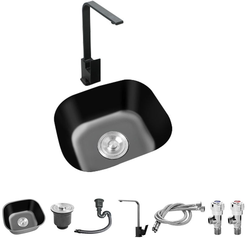 Modern Style Undermount Kitchen Sink Stainless Steel Oval Kitchen Sink with Faucet 13"L x 11"W x 7"H Square Faucet Clearhalo 'Home Improvement' 'home_improvement' 'home_improvement_kitchen_sinks' 'Kitchen Remodel & Kitchen Fixtures' 'Kitchen Sinks & Faucet Components' 'Kitchen Sinks' 'kitchen_sinks' 7465596