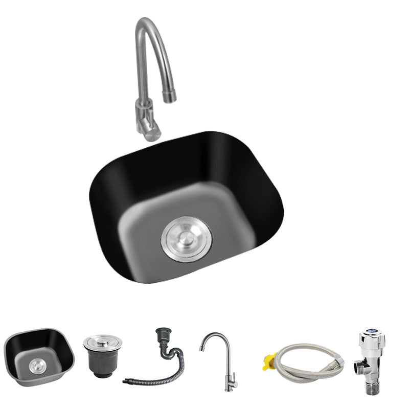 Modern Style Undermount Kitchen Sink Stainless Steel Oval Kitchen Sink with Faucet 13"L x 11"W x 7"H Single Cooling Tap Clearhalo 'Home Improvement' 'home_improvement' 'home_improvement_kitchen_sinks' 'Kitchen Remodel & Kitchen Fixtures' 'Kitchen Sinks & Faucet Components' 'Kitchen Sinks' 'kitchen_sinks' 7465598