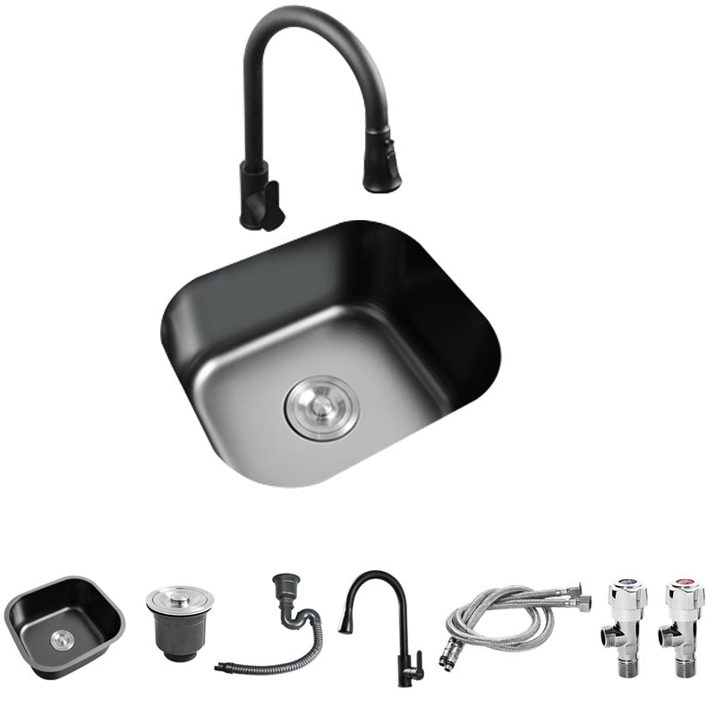 Modern Style Undermount Kitchen Sink Stainless Steel Oval Kitchen Sink with Faucet 17"L x 15"W x 7"H Pull Out Faucet Clearhalo 'Home Improvement' 'home_improvement' 'home_improvement_kitchen_sinks' 'Kitchen Remodel & Kitchen Fixtures' 'Kitchen Sinks & Faucet Components' 'Kitchen Sinks' 'kitchen_sinks' 7465602