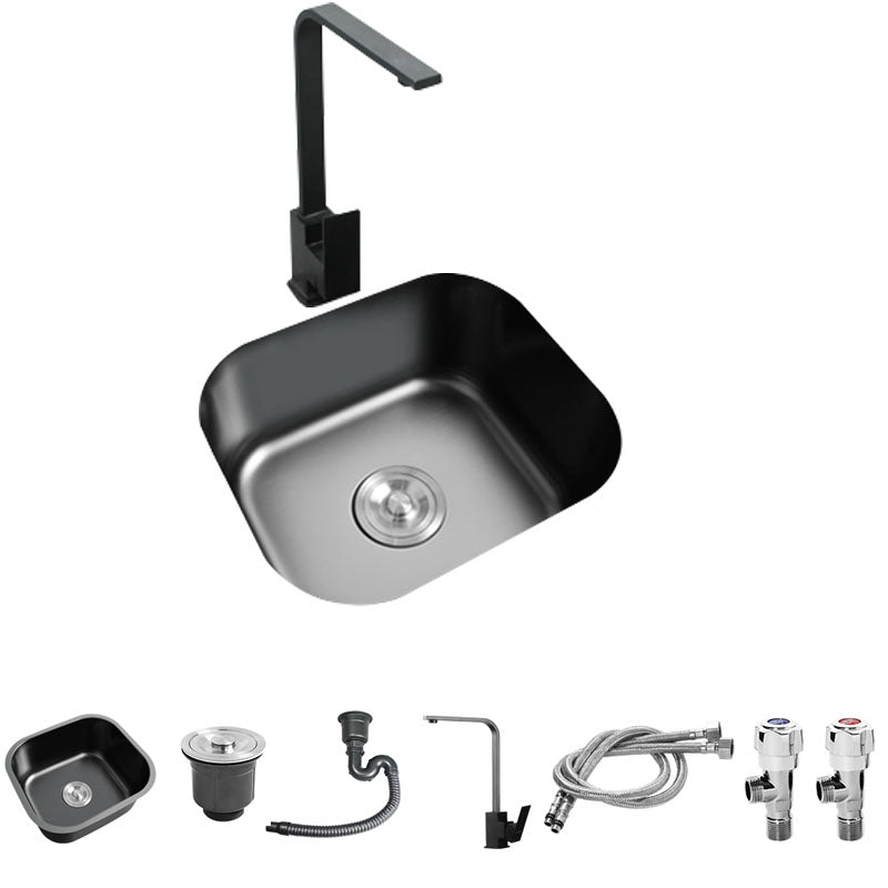 Modern Style Undermount Kitchen Sink Stainless Steel Oval Kitchen Sink with Faucet 17"L x 15"W x 7"H Square Faucet Clearhalo 'Home Improvement' 'home_improvement' 'home_improvement_kitchen_sinks' 'Kitchen Remodel & Kitchen Fixtures' 'Kitchen Sinks & Faucet Components' 'Kitchen Sinks' 'kitchen_sinks' 7465604