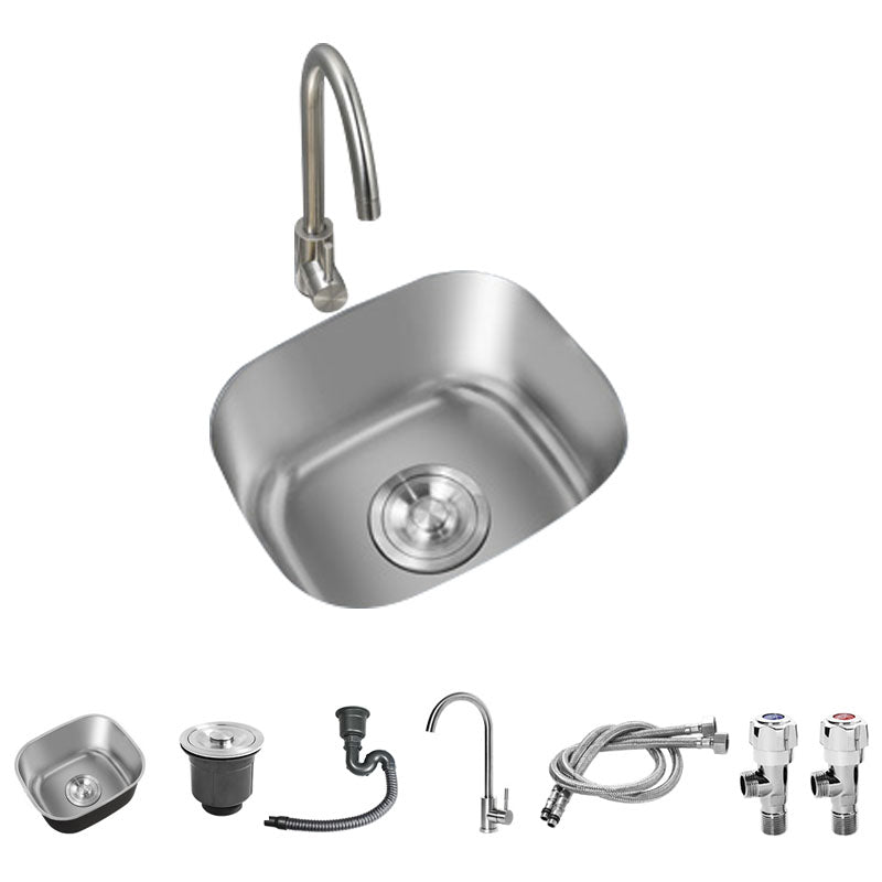 Modern Style Undermount Kitchen Sink Stainless Steel Oval Kitchen Sink with Faucet 13"L x 11"W x 7"H Cold and Hot Tap Clearhalo 'Home Improvement' 'home_improvement' 'home_improvement_kitchen_sinks' 'Kitchen Remodel & Kitchen Fixtures' 'Kitchen Sinks & Faucet Components' 'Kitchen Sinks' 'kitchen_sinks' 7465608