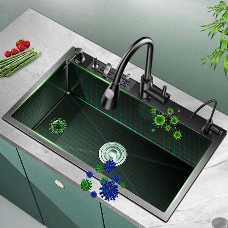 Kitchen Sink Soundproof Design Stainless Steel Drop-In Kitchen Sink with Faucet Clearhalo 'Home Improvement' 'home_improvement' 'home_improvement_kitchen_sinks' 'Kitchen Remodel & Kitchen Fixtures' 'Kitchen Sinks & Faucet Components' 'Kitchen Sinks' 'kitchen_sinks' 7465661