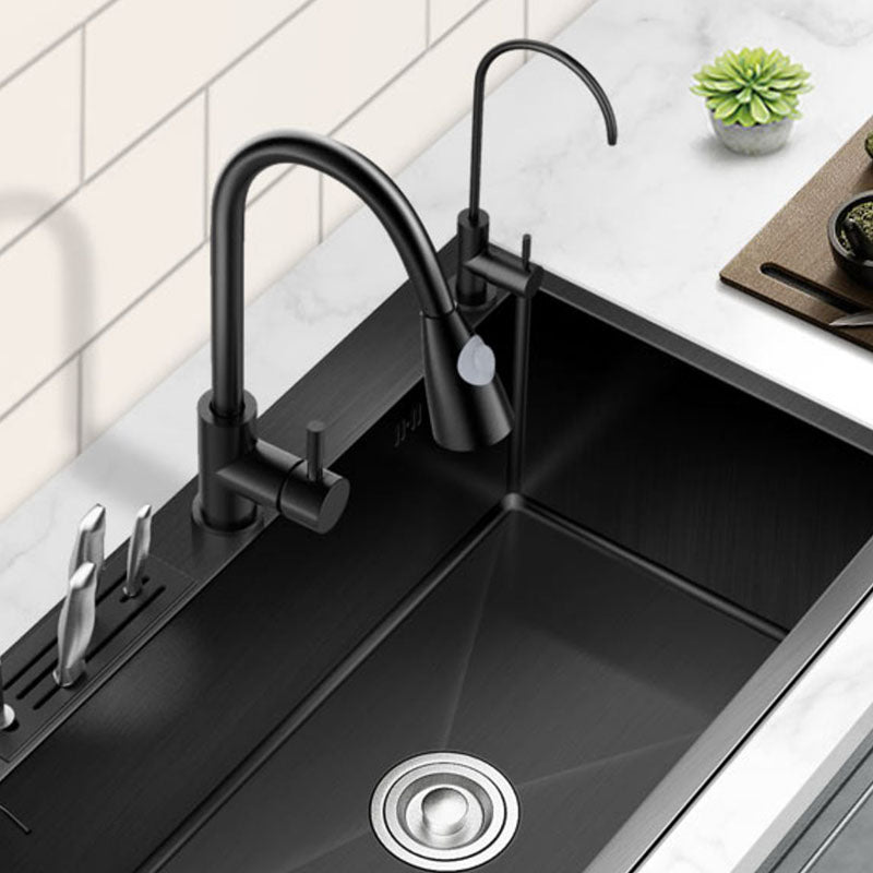 Kitchen Sink Soundproof Design Stainless Steel Drop-In Kitchen Sink with Faucet Clearhalo 'Home Improvement' 'home_improvement' 'home_improvement_kitchen_sinks' 'Kitchen Remodel & Kitchen Fixtures' 'Kitchen Sinks & Faucet Components' 'Kitchen Sinks' 'kitchen_sinks' 7465663