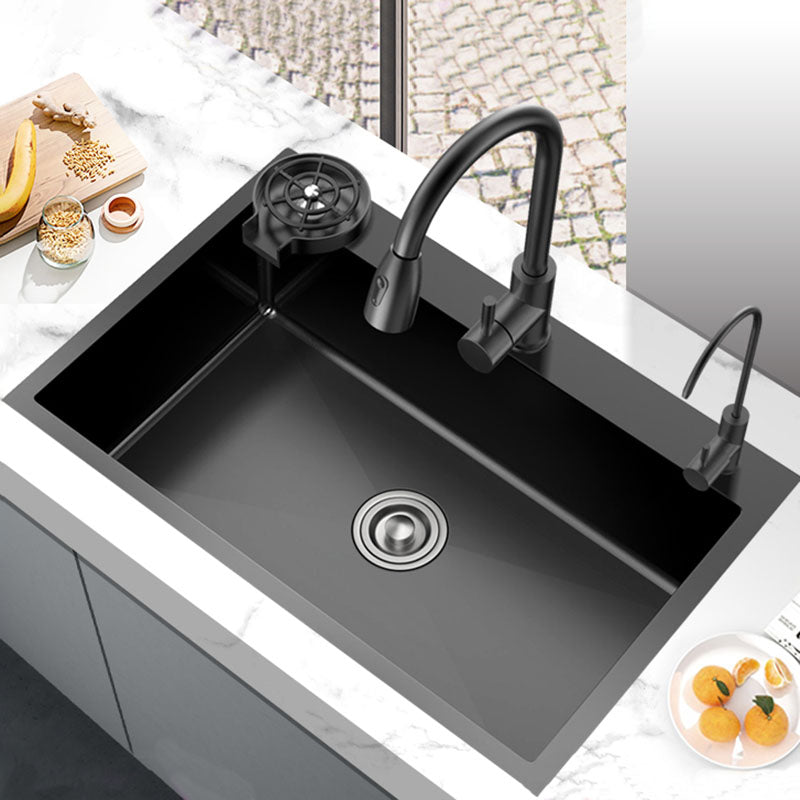 Kitchen Sink Noise-cancelling Design Stainless Steel Drop-In Kitchen Sink with Faucet Clearhalo 'Home Improvement' 'home_improvement' 'home_improvement_kitchen_sinks' 'Kitchen Remodel & Kitchen Fixtures' 'Kitchen Sinks & Faucet Components' 'Kitchen Sinks' 'kitchen_sinks' 7465677