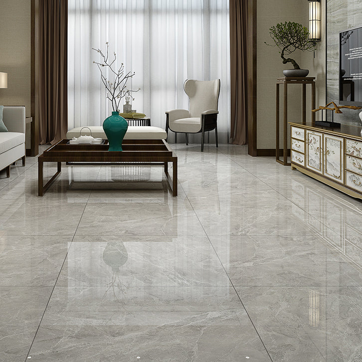 Simple Square Tile Porcelain Marble Pattern Polished Floor and Wall Tile Grey 27 Pieces Clearhalo 'Floor Tiles & Wall Tiles' 'floor_tiles_wall_tiles' 'Flooring 'Home Improvement' 'home_improvement' 'home_improvement_floor_tiles_wall_tiles' Walls and Ceiling' 7466589