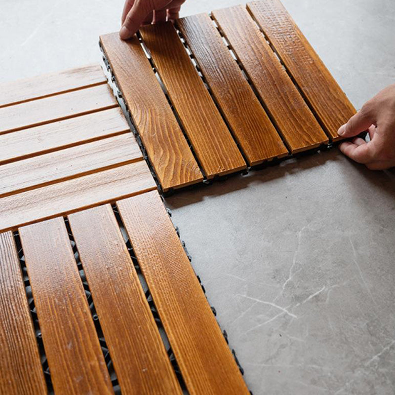 12" X 12" Square Hardwood Flooring Click-Locking Pine Wood Flooring Tiles Dark Wood Straight Row Clearhalo 'Flooring 'Hardwood Flooring' 'hardwood_flooring' 'Home Improvement' 'home_improvement' 'home_improvement_hardwood_flooring' Walls and Ceiling' 7467301