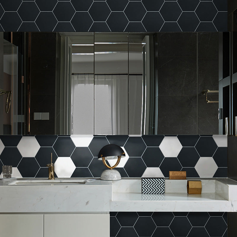Hexagonal Peel and Stick Tiles Modern Peel and Stick Backsplash 20 Pack for Bathroom Black 20-Piece Set Clearhalo 'Flooring 'Home Improvement' 'home_improvement' 'home_improvement_peel_stick_blacksplash' 'Peel & Stick Backsplash Tile' 'peel_stick_blacksplash' 'Walls & Ceilings' Walls and Ceiling' 7467577