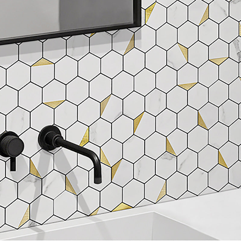 Hexagonal Modern Peel and Stick Tiles Mosaic Tile Peel and Stick Backsplash Gold 12" x 12" Clearhalo 'Flooring 'Home Improvement' 'home_improvement' 'home_improvement_peel_stick_blacksplash' 'Peel & Stick Backsplash Tile' 'peel_stick_blacksplash' 'Walls & Ceilings' Walls and Ceiling' 7467810