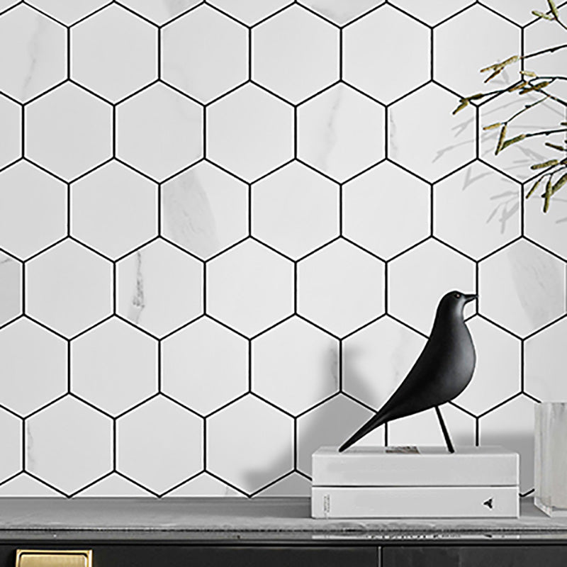 Hexagonal Modern Peel and Stick Tiles Mosaic Tile Peel and Stick Backsplash White 12" x 10"L Clearhalo 'Flooring 'Home Improvement' 'home_improvement' 'home_improvement_peel_stick_blacksplash' 'Peel & Stick Backsplash Tile' 'peel_stick_blacksplash' 'Walls & Ceilings' Walls and Ceiling' 7467814