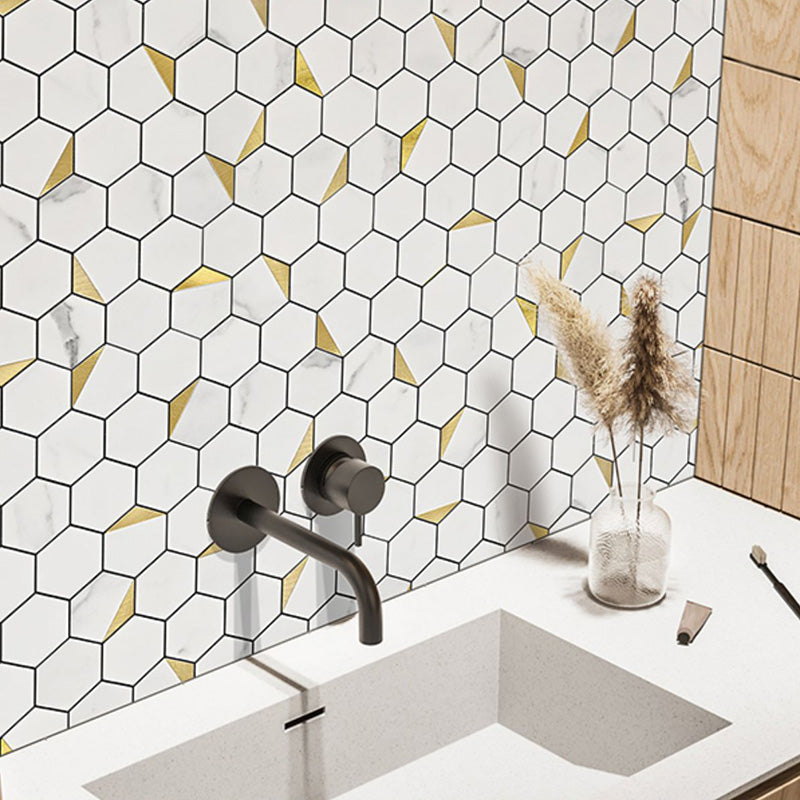 Hexagonal Modern Peel and Stick Tiles Mosaic Tile Peel and Stick Backsplash Clearhalo 'Flooring 'Home Improvement' 'home_improvement' 'home_improvement_peel_stick_blacksplash' 'Peel & Stick Backsplash Tile' 'peel_stick_blacksplash' 'Walls & Ceilings' Walls and Ceiling' 7467815