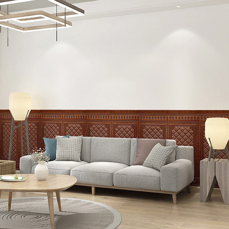 Plastic Backsplash Panels Contemporary Peel and Stick Wall Paneling Brown 10-Piece Set Clearhalo 'Flooring 'Home Improvement' 'home_improvement' 'home_improvement_wall_paneling' 'Wall Paneling' 'wall_paneling' 'Walls & Ceilings' Walls and Ceiling' 7468196