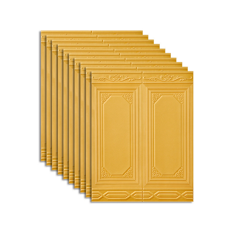 Plastic Backsplash Panels Contemporary Peel and Stick Wall Paneling Yellow 10-Piece Set Clearhalo 'Flooring 'Home Improvement' 'home_improvement' 'home_improvement_wall_paneling' 'Wall Paneling' 'wall_paneling' 'Walls & Ceilings' Walls and Ceiling' 7468200