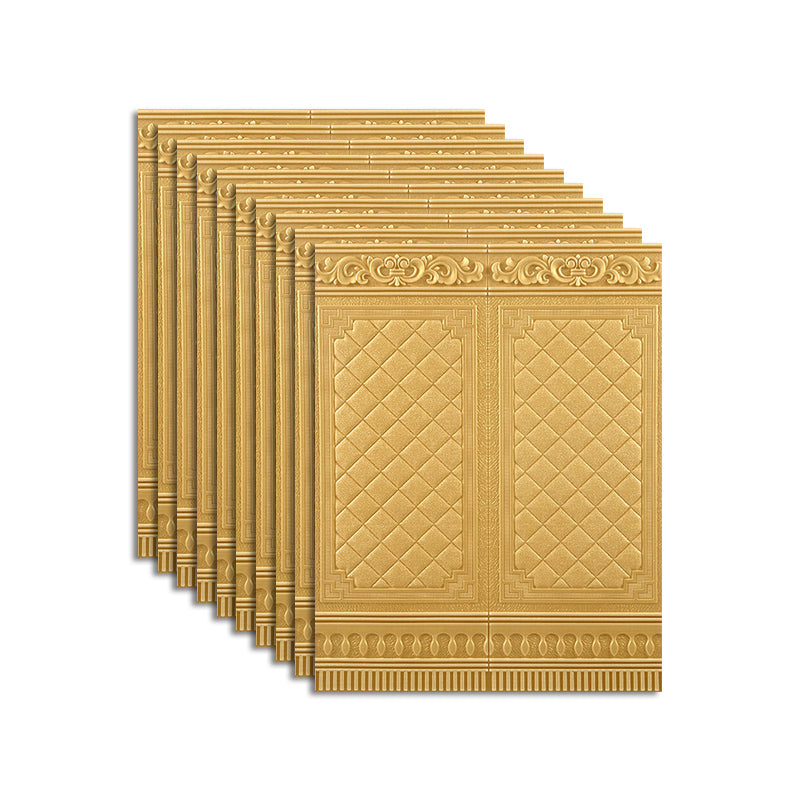 Plastic Backsplash Panels Contemporary Peel and Stick Wall Paneling Gold 10-Piece Set Clearhalo 'Flooring 'Home Improvement' 'home_improvement' 'home_improvement_wall_paneling' 'Wall Paneling' 'wall_paneling' 'Walls & Ceilings' Walls and Ceiling' 7468202