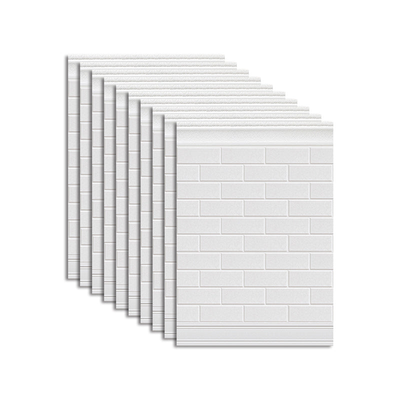 Plastic Backsplash Panels Contemporary Peel and Stick Wall Paneling Cream 10-Piece Set Clearhalo 'Flooring 'Home Improvement' 'home_improvement' 'home_improvement_wall_paneling' 'Wall Paneling' 'wall_paneling' 'Walls & Ceilings' Walls and Ceiling' 7468210