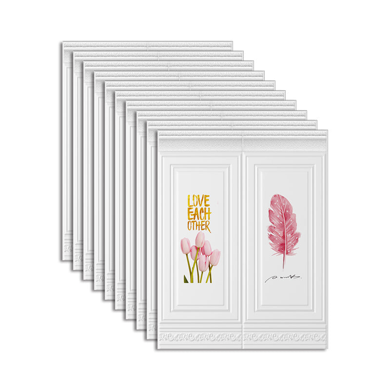 Plastic Backsplash Panels Contemporary Peel and Stick Wall Paneling White-Pink 10-Piece Set Clearhalo 'Flooring 'Home Improvement' 'home_improvement' 'home_improvement_wall_paneling' 'Wall Paneling' 'wall_paneling' 'Walls & Ceilings' Walls and Ceiling' 7468213